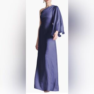 sachin & babi stretch satin one-shoulder side-slit maxi dress Bhldn Dylan Stretch Satin One-Shoulder Maxi Dress In Bright Green Placement Print - 52% Off